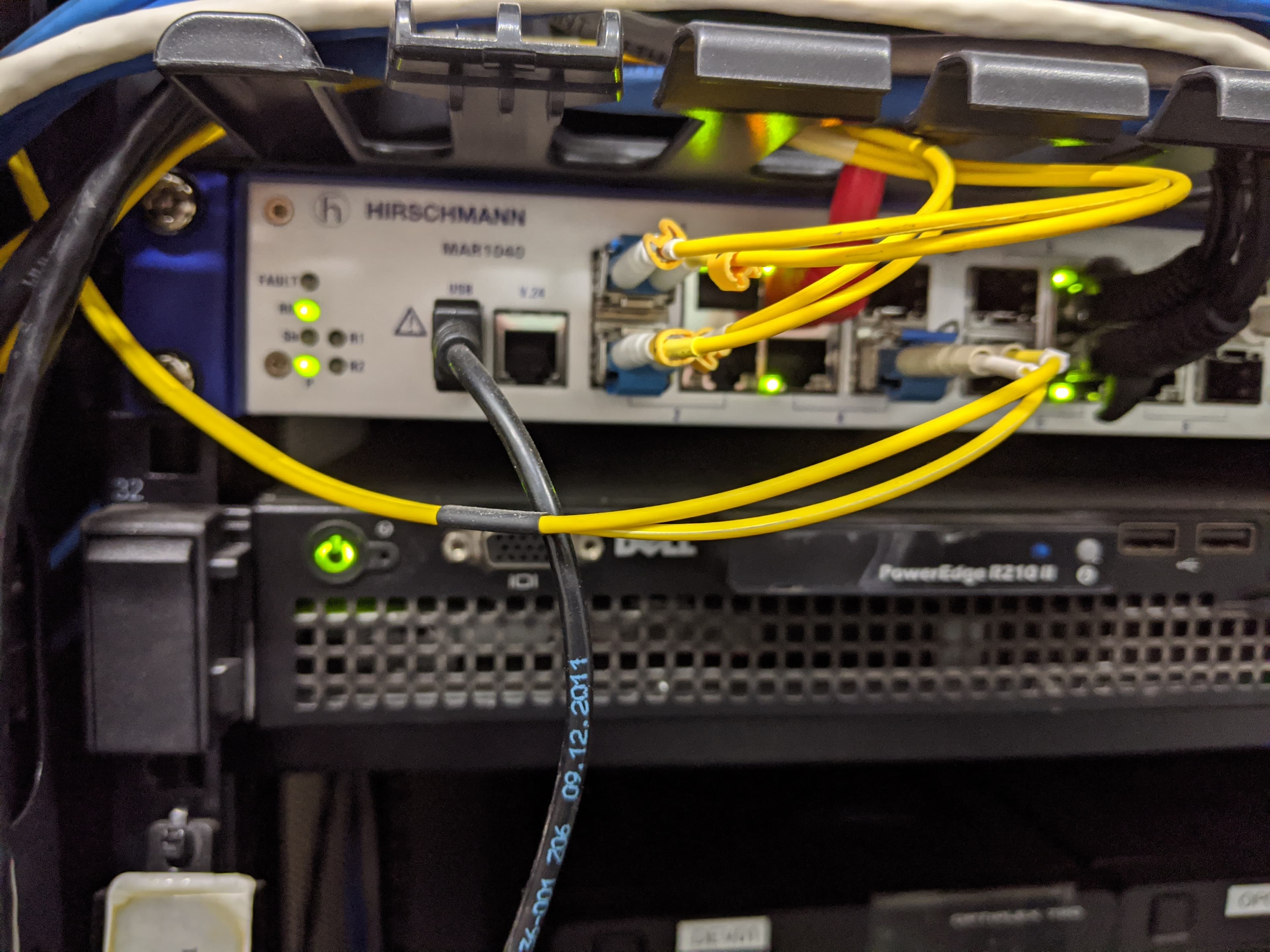 Industrial network switch and server hardware that hosts SCADA and data systems